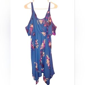 Asymmetrical Blue Floral Dress